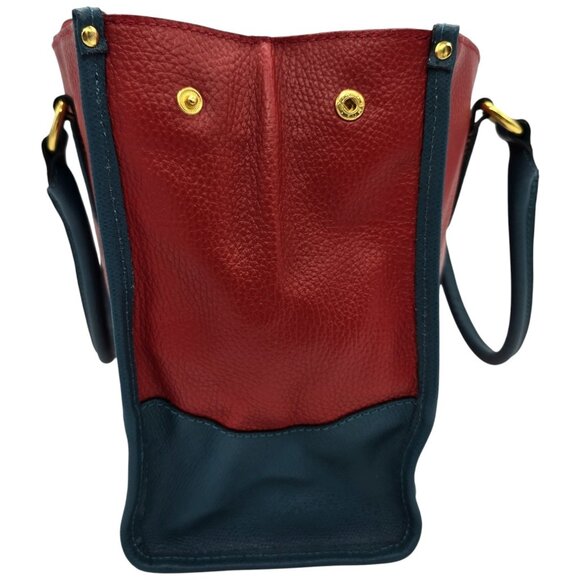 Borse in Pelle Made in Italy Red Blue Leather Satchel Handbag Gold Hardware Tote - Picture 8 of 16